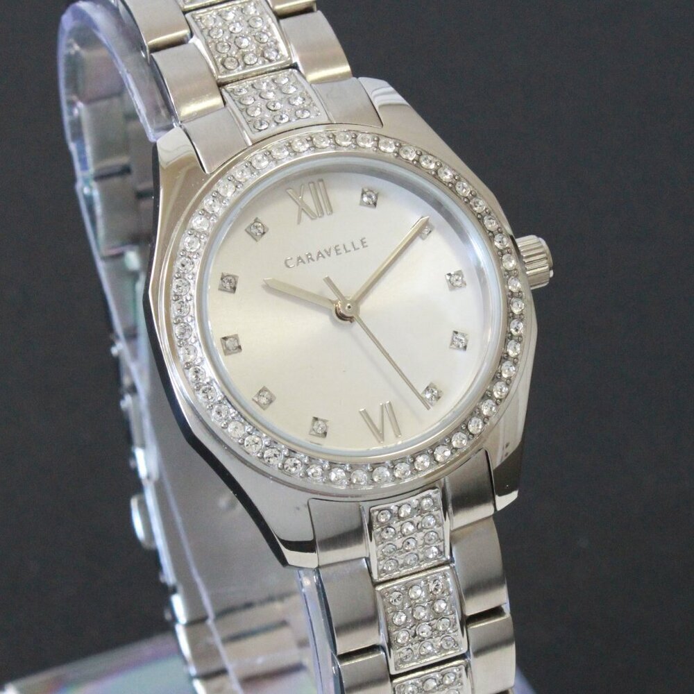 Retro Caravelle Sport Ladies Quartz Watch 154 Austrian Crystals Stainless 28mm - Picture 5 of 13